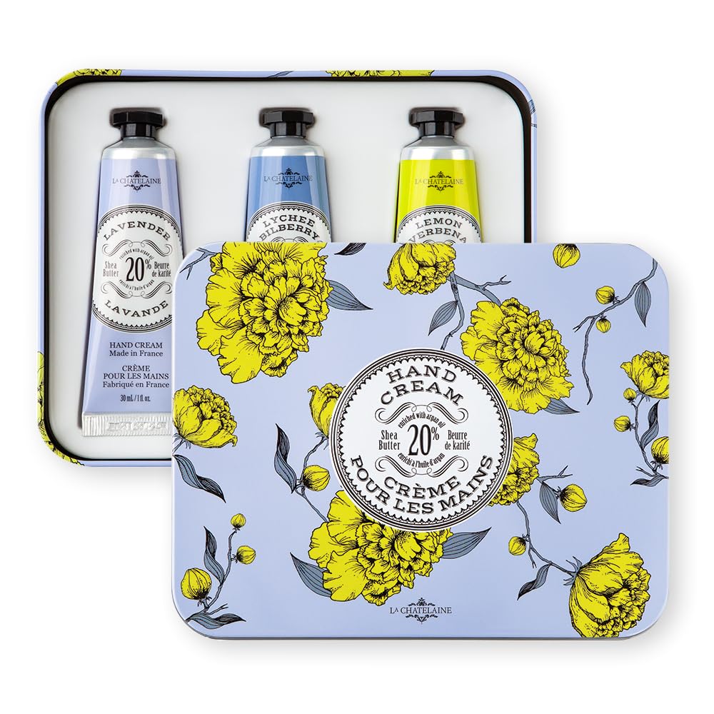 La Chatelaine lavender tin close-up highlighting soothing fragrance and moisture.