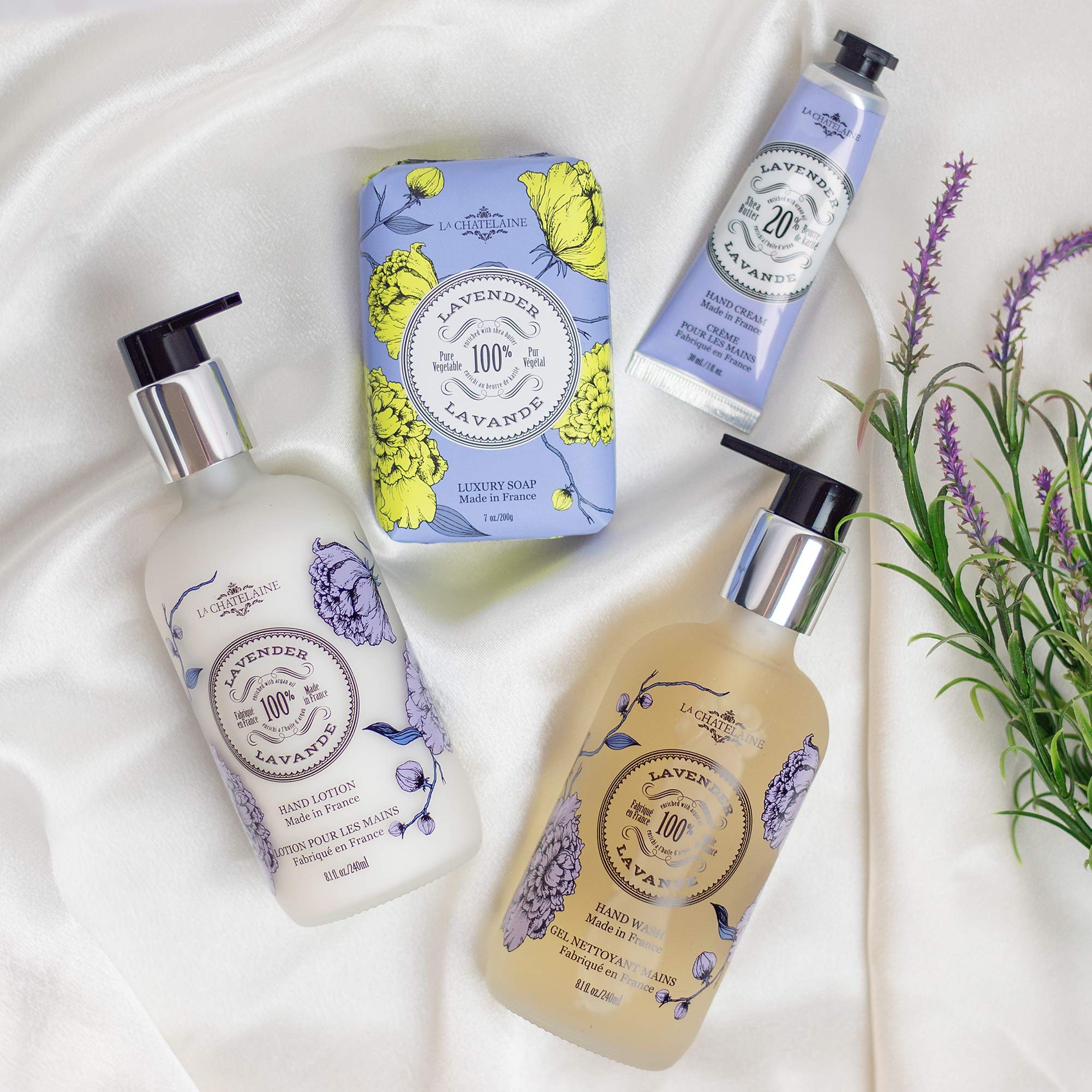 La Chatelaine triple milled soaps provide gentle cleanse and nourishment.