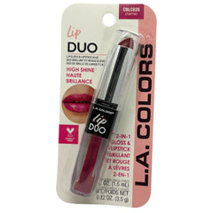 LA Colors lip gloss and lipstick duo in Charmed by Unknown delivers moisturizing color and high shine