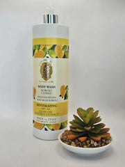 La Florentina Boboli Citrus Pump demonstrates easy application for a pampering shower.