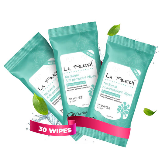 La Fresh antiperspirant wipes pack-3-10-count-pouches for on-the-go freshness