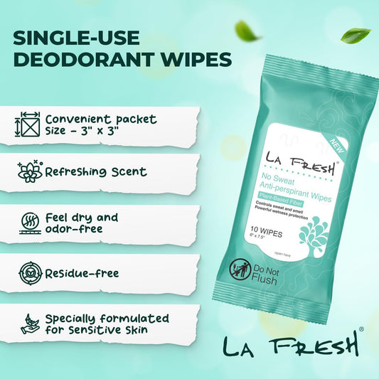 La Fresh antiperspirant wipes travel-pouch-open for quick refresh anywhere