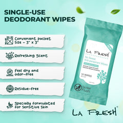 La Fresh antiperspirant wipes travel-pouch-open for quick refresh anywhere