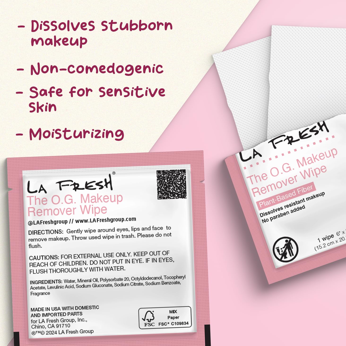 La Fresh makeup removal wipes cleanse face and eyes with gentle formula
