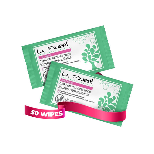 La Fresh vitamin E makeup remover wipes packaging close-up for travel convenience