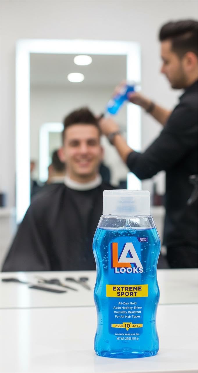 LA LOOK Extreme Hold Gel Level 10 bottle demonstrates humidity resistance for all-day style.
