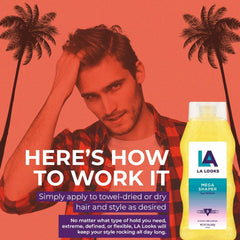 LA Looks Mega Shaper humidity resistance demonstrated on styled hair.