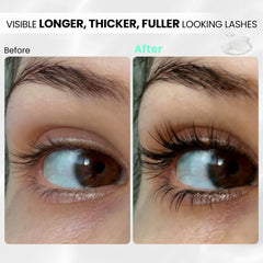 Close-up of La Maesii Lash Serum bottle showing clear, non-sticky gel texture.