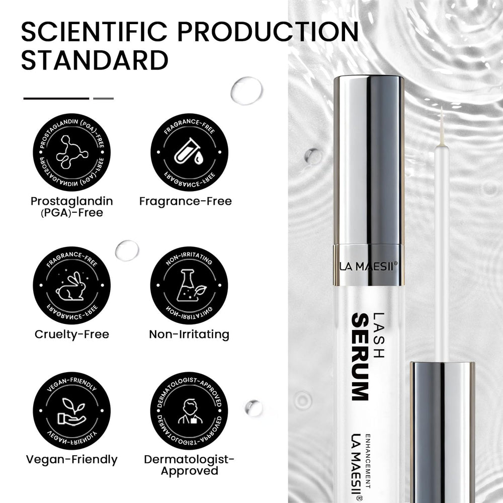 Fragrance-free La Maesii Lash Serum ideal for sensitive eyes.