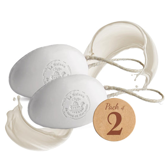 La Maison du Savon de Marseille donkey milk soap on rope for gentle cleansing.