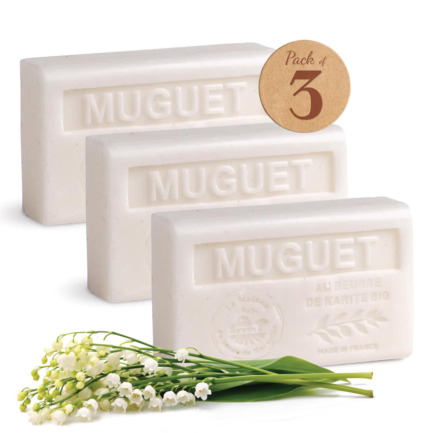 La Maison du Savon de Marseille Lily Valley moisturizing bar trio for daily cleansing.