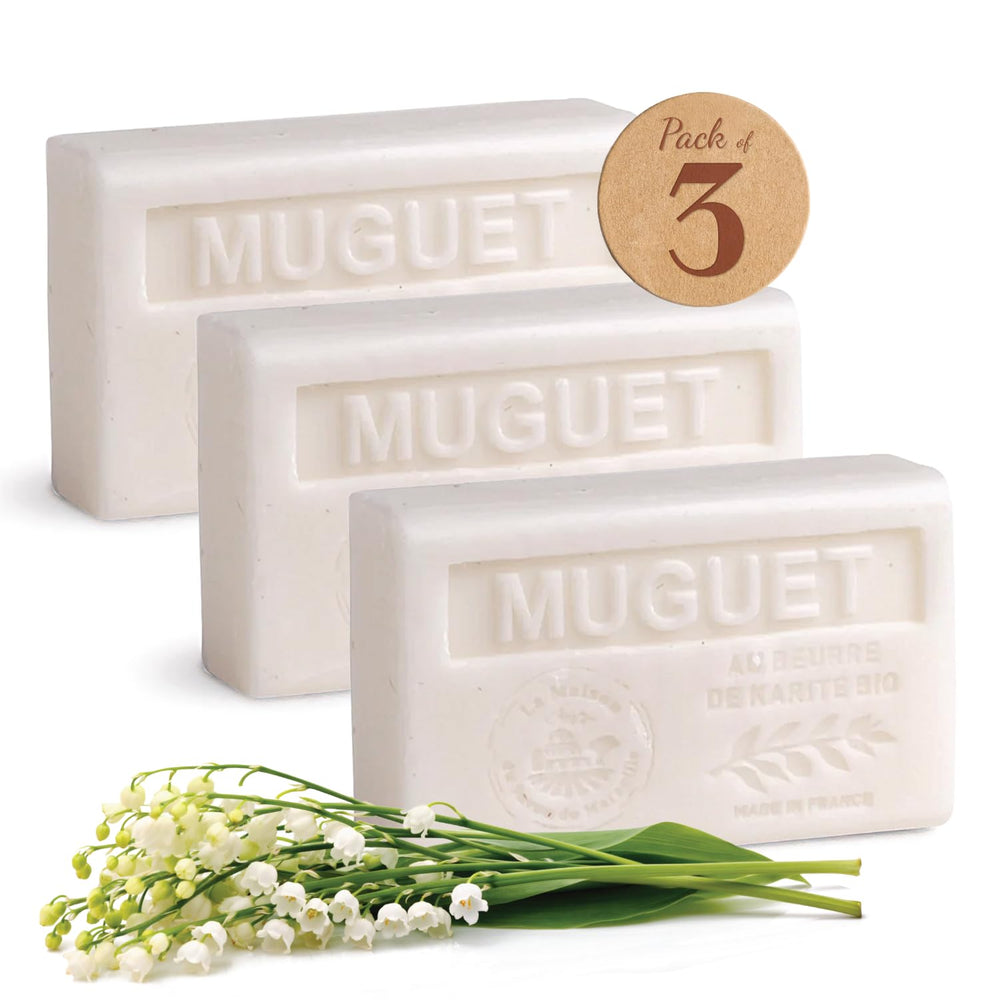 La Maison du Savon de Marseille Lily Valley moisturizing bar trio for daily cleansing.