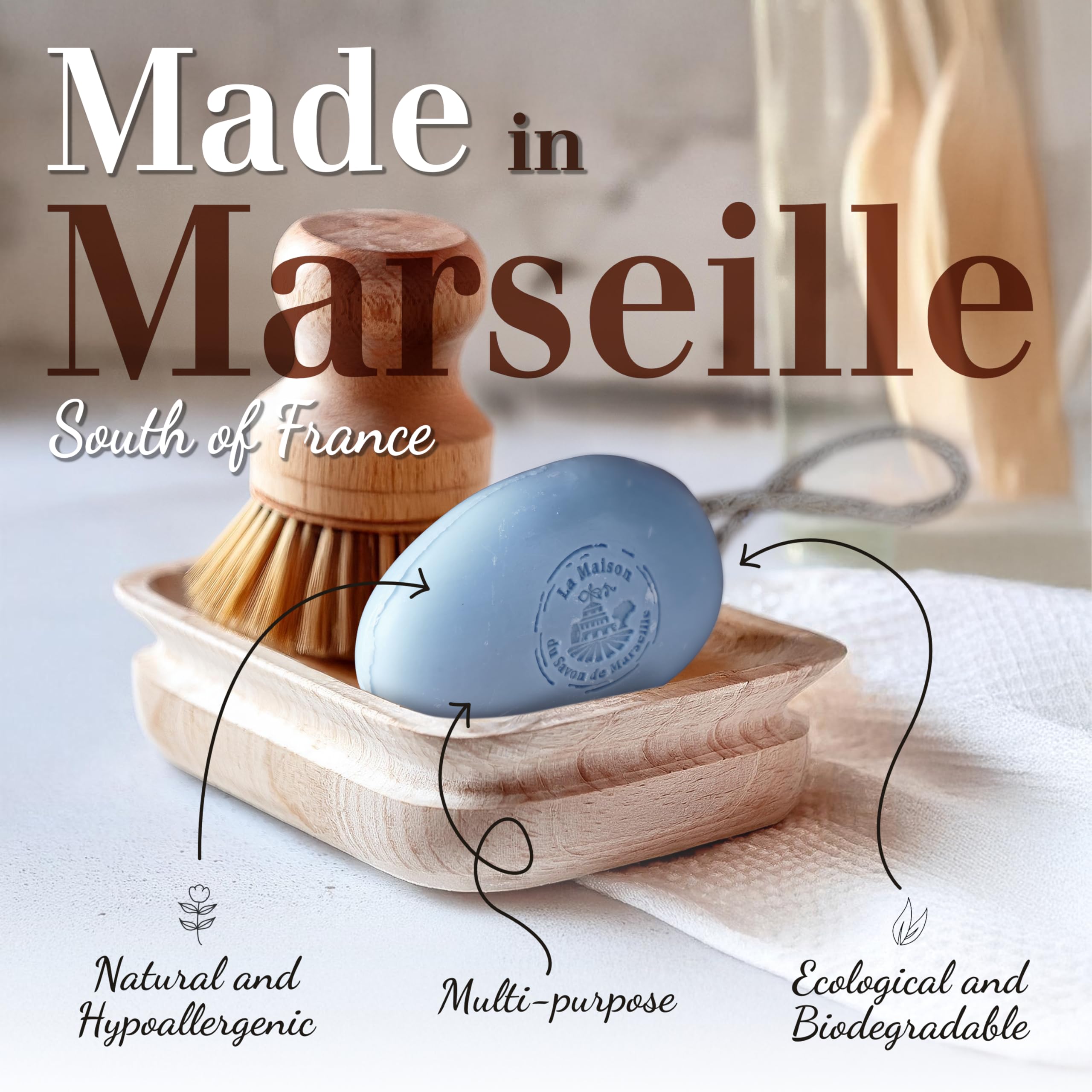 La Maison du Savon Grasse lavender fragrance evokes sunlit fields.