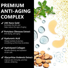 LA MIURA 24K gold under-eye patches closeup hydrogel texture for soothing hydration.
