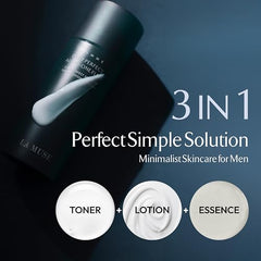 LA MUSE Homme 3-in-1 toner lotion essence texture for streamlined skincare routine.