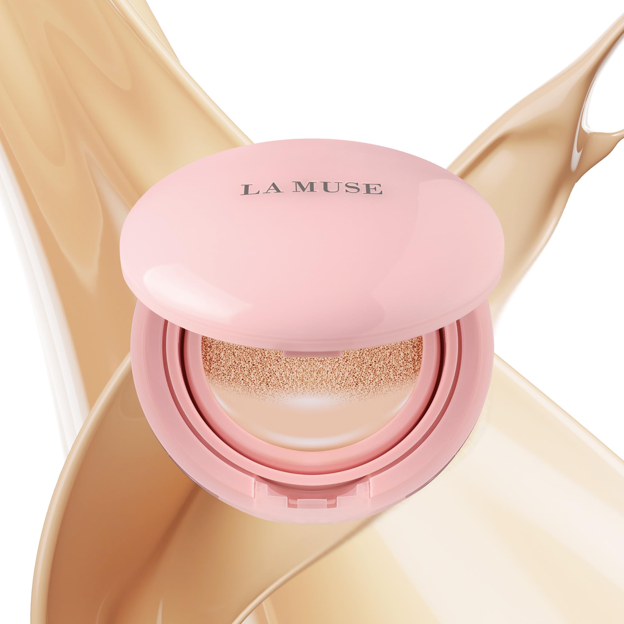 LA MUSE Korean Glow Cushion compact open shows No.22 Neutral Beige for balanced skin.