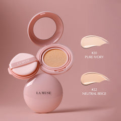 Pore-blurring texture on LA MUSE cushion application.