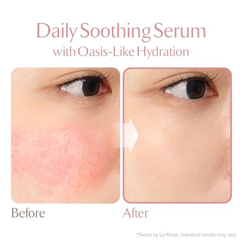 LA MUSE Oasis soothing serum desert plant bottle showcases potent moisture in a single use.