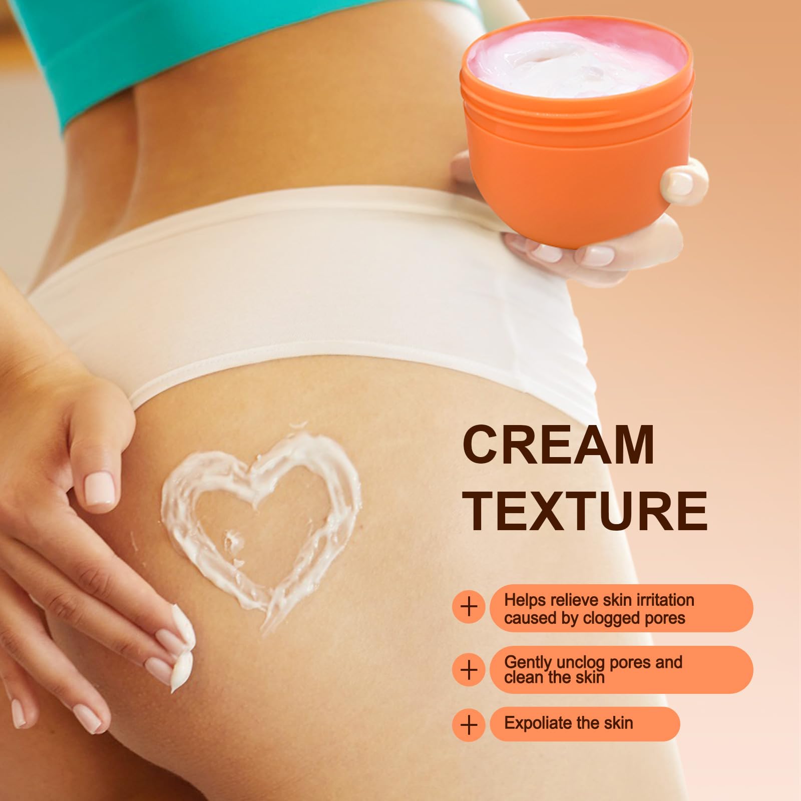 LA.PERSONAL butt acne cream quick-absorption closeup demonstrates fast-drying feel