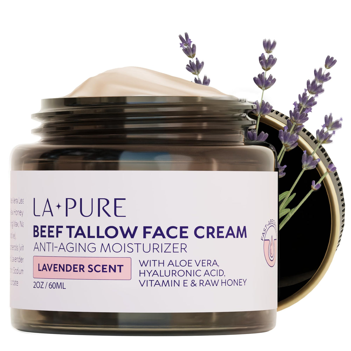 LA PURE beef tallow face cream bottle for daily hydration.
