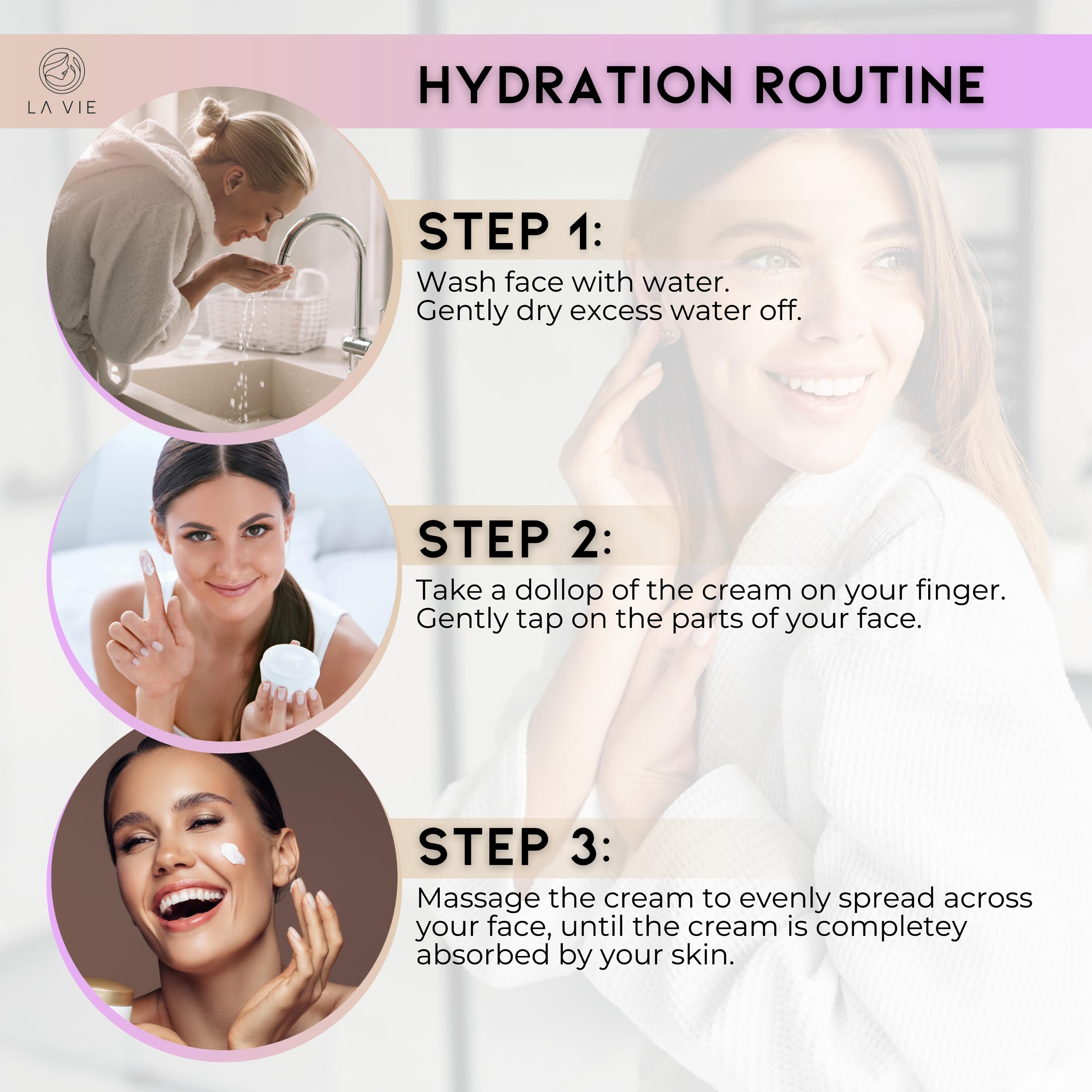 Texture swirl demonstrates quick absorption of La Vie cream.