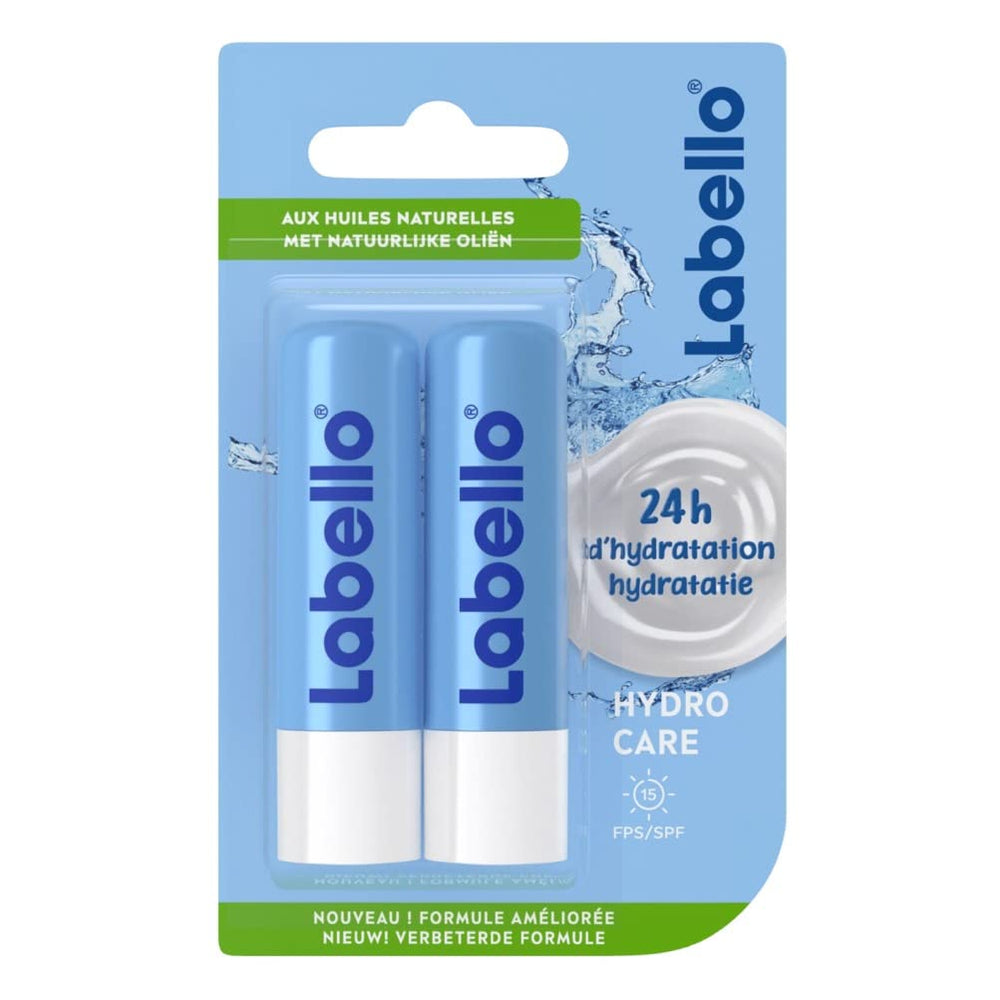Labello Hydro Care lip balm tube with SPF 15 keeps lips hydrated.