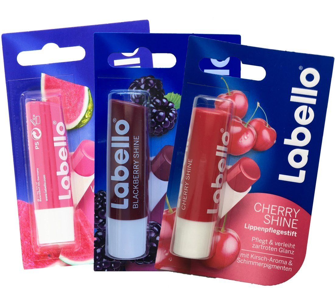 Labello Watermelon Shine lip balm tube for smooth, hydrated lips.
