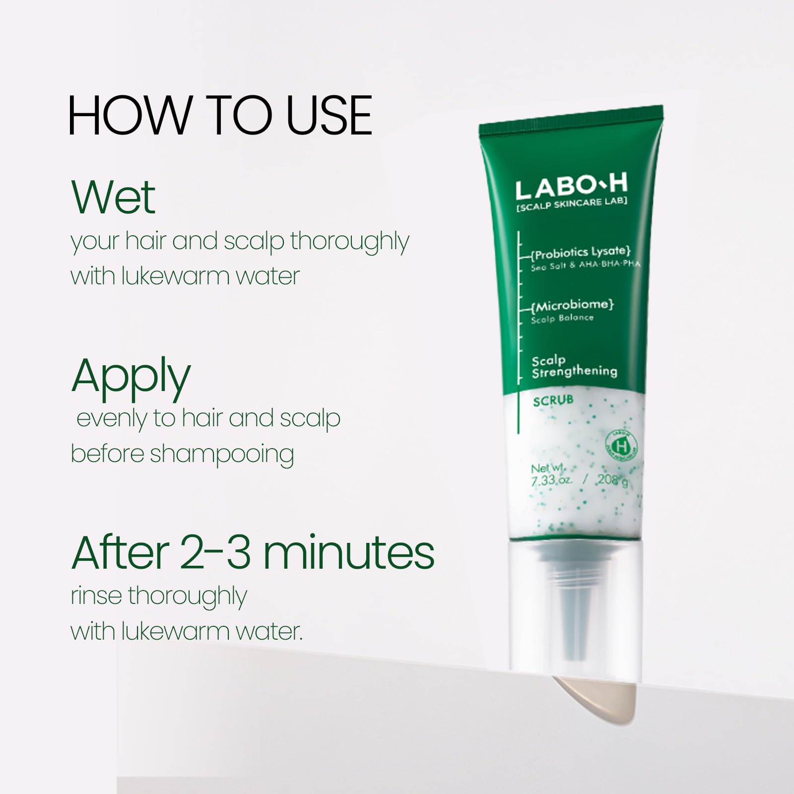 LABO-H scrub with white clay and mineral salts for deep scalp cleansing