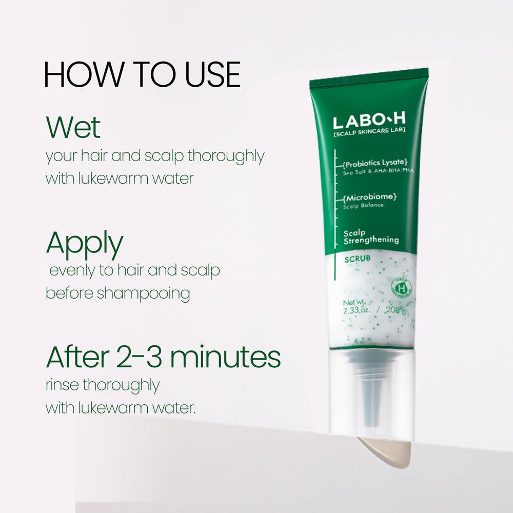 LABO-H scrub with white clay and mineral salts for deep scalp cleansing
