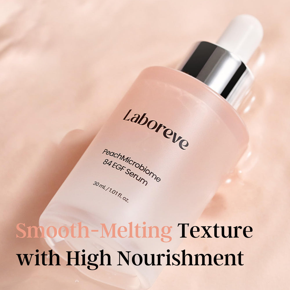 Laboreve PeachMicrobiome 84 EGF Serum Niacinamide supports balanced skin tone.