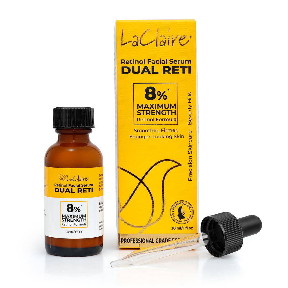 LaClaire Retinol Complex serum bottle with updated packaging for premium skincare.