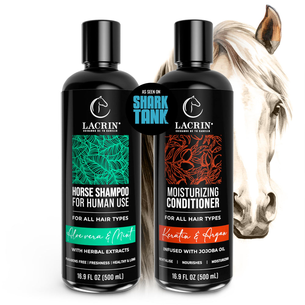 LACRIN Aloe Vera & Mint Shampoo bottle highlighting gentle cleansing for all hair types.