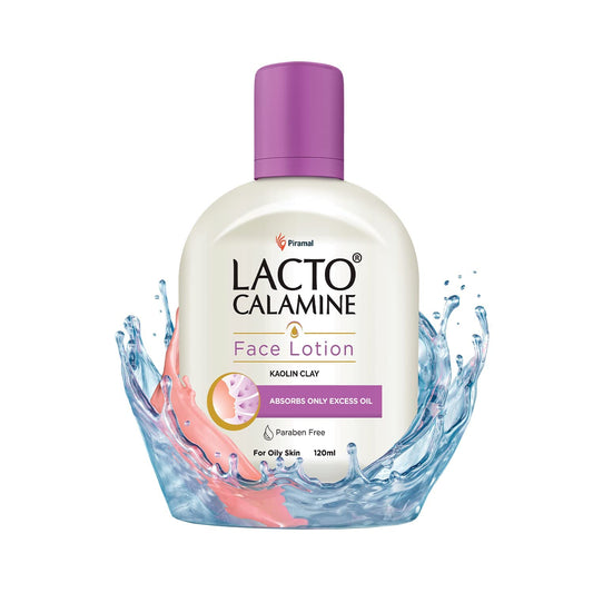 Lacto Calamine lotion texture close-up showing kaolin clay absorption.