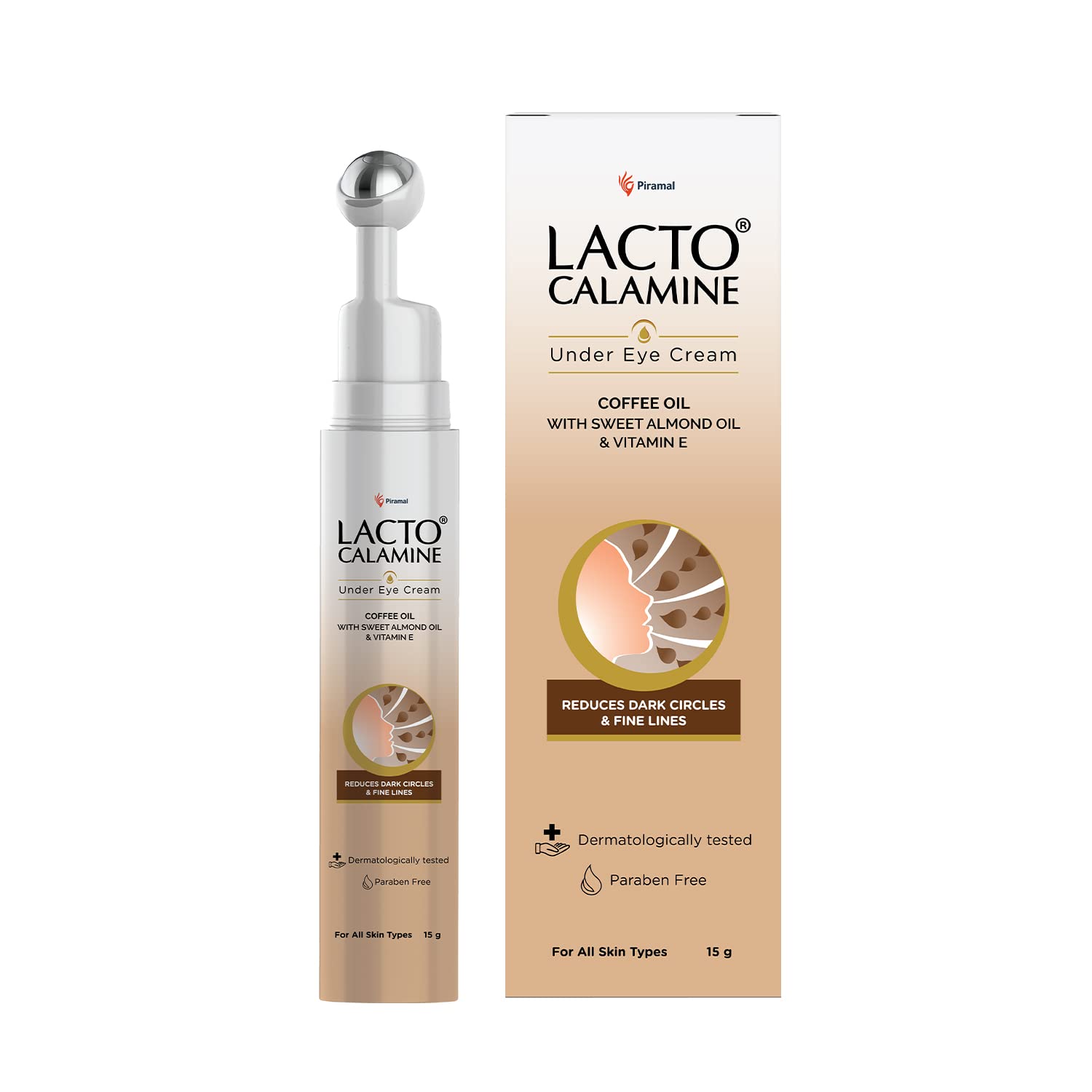 Lacto Calamine under-eye cream bottle with coffee oil for refreshing hydration