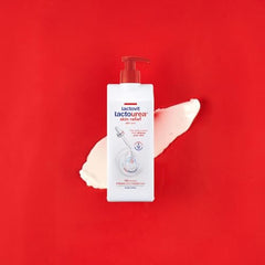 Close-up of applying Lactovit Lactourea to the forearm