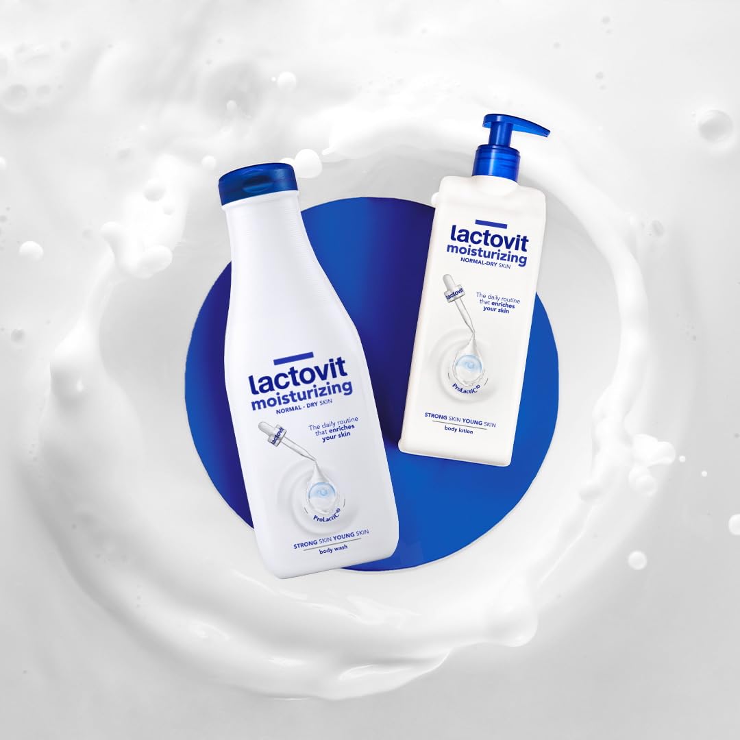 Lactovit skin barrier illustration emphasizing reinforced hydration protection.