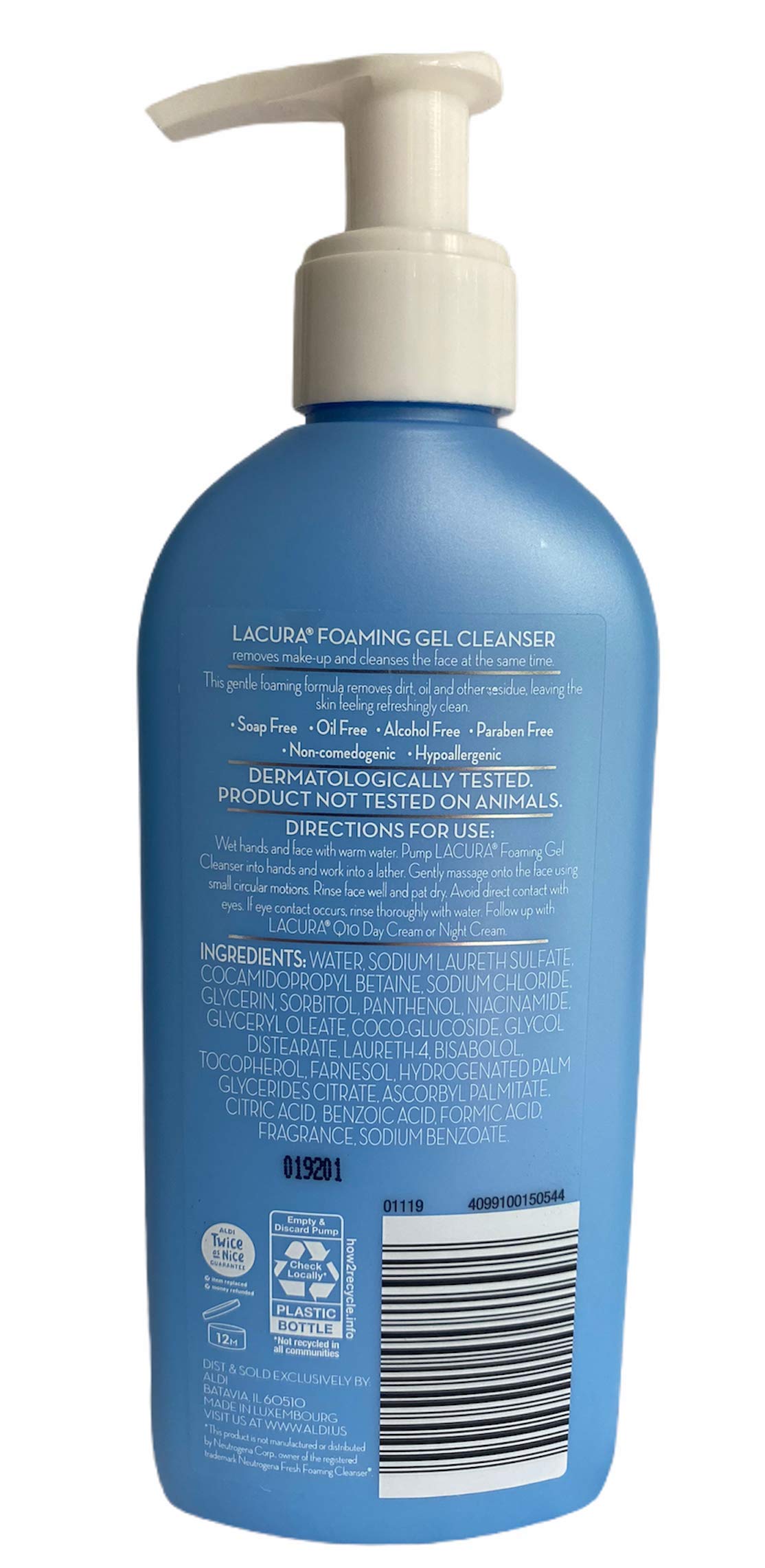Lacura Hydrating Cleanser foaming gel close-up showing rich lather for skin nourishment.