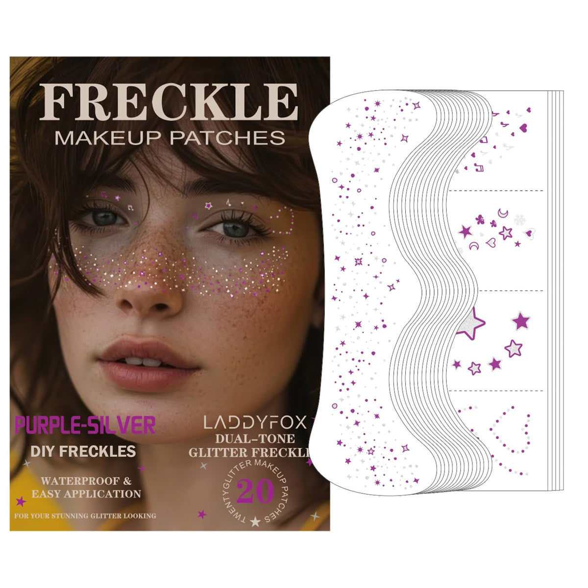 LADDYFOX purple-silver glitter freckles patches add instant glam for nights out