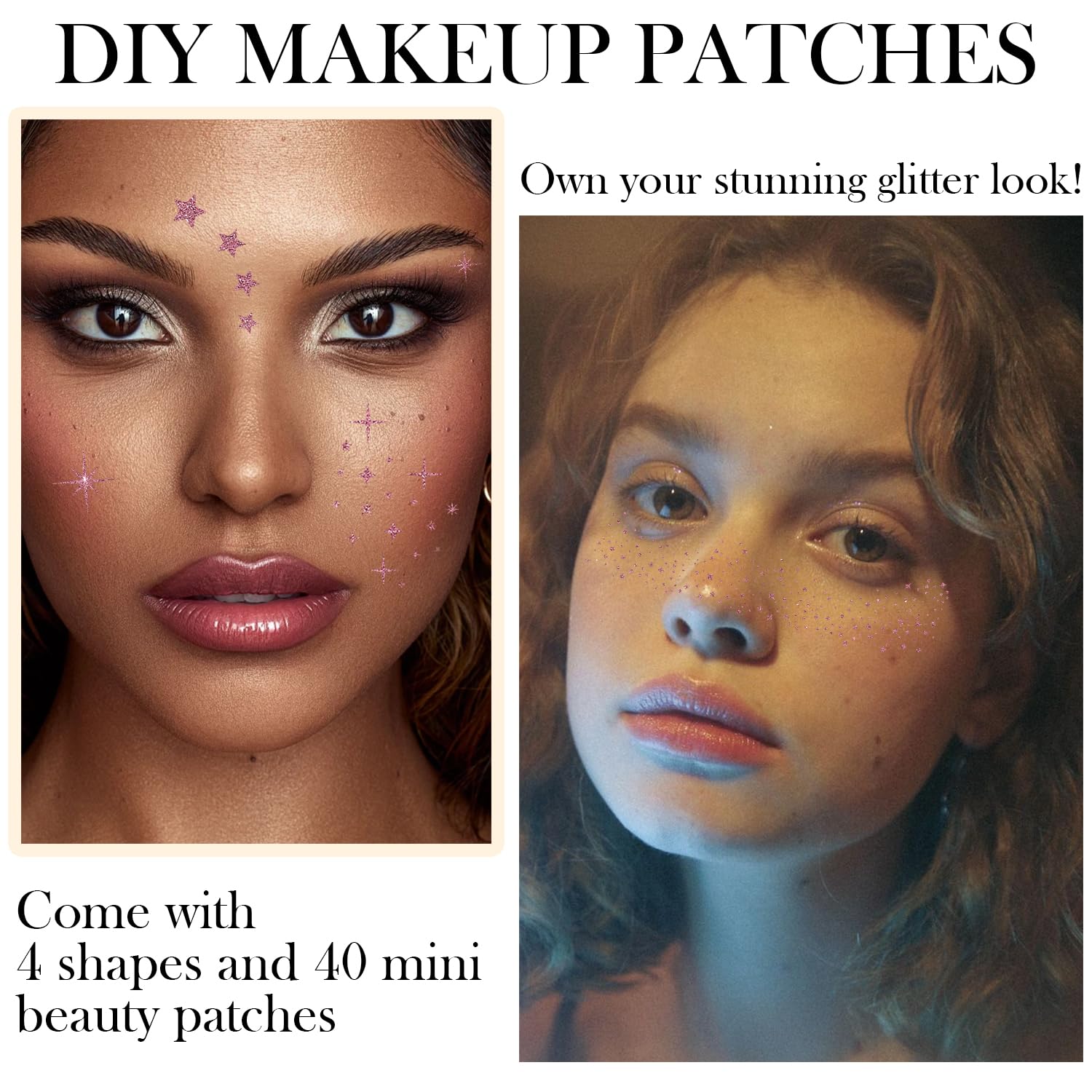 LADDYFOX rose gold makeup patches in five shapes for personalized party sparkle.