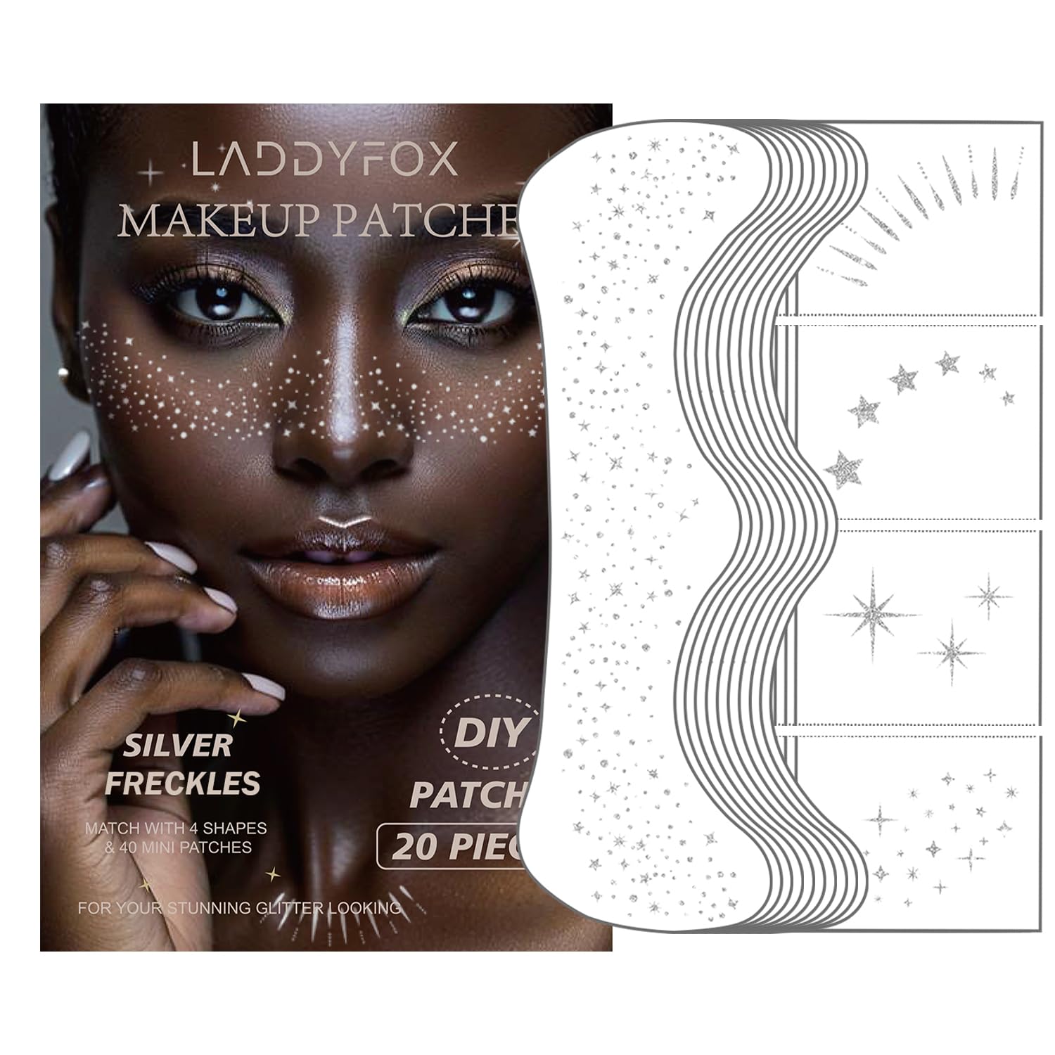 LADDYFOX silver face patches offer long-lasting sparkle for festivals and events