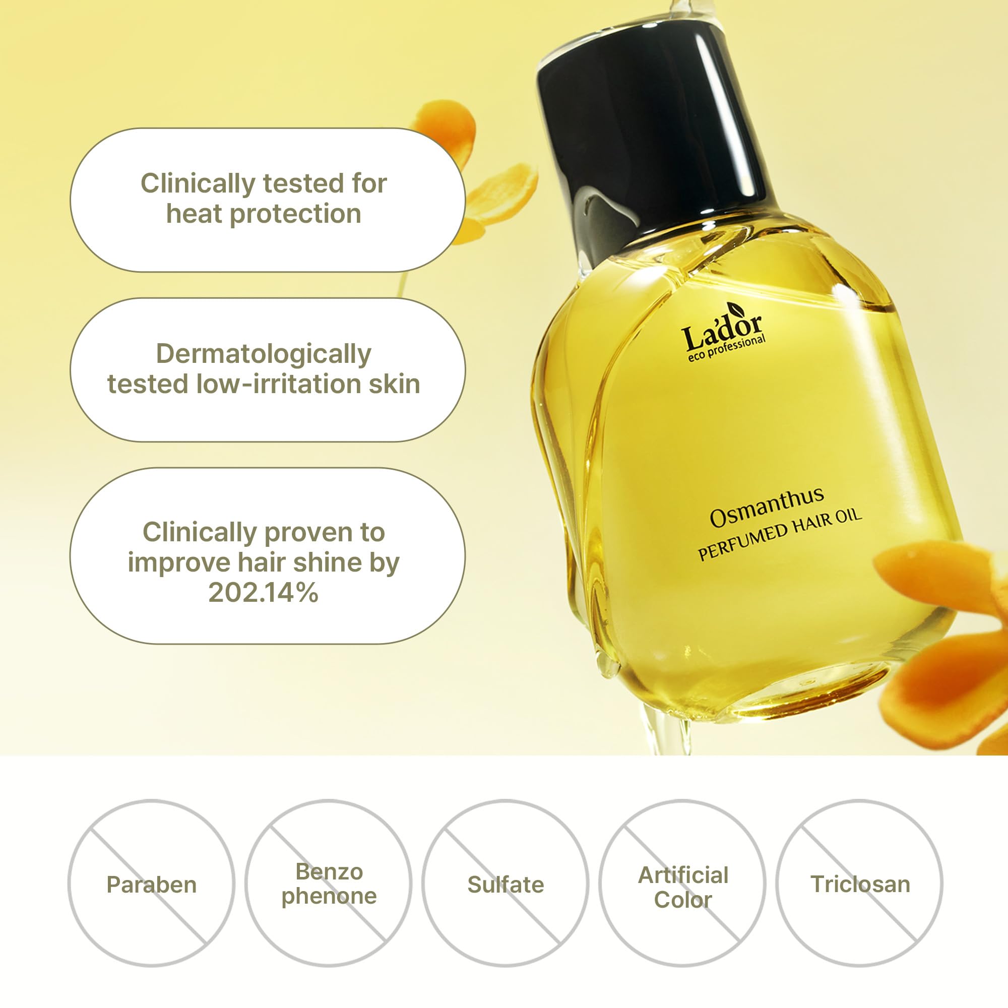 LA'DOR Hair Perfume Oil alcohol-free formula hydrates without drying.