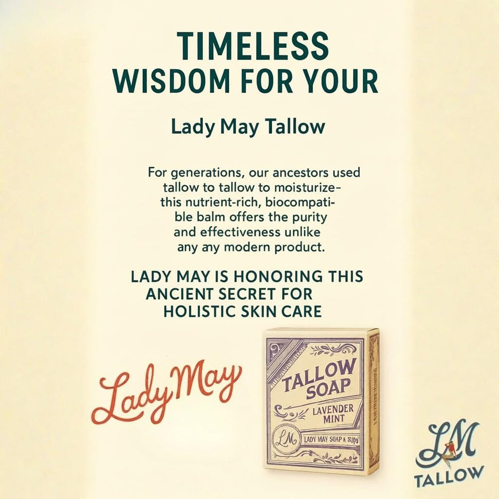 Lady May Tallow 3-pack packaging — versatile soap option for whole-body care.