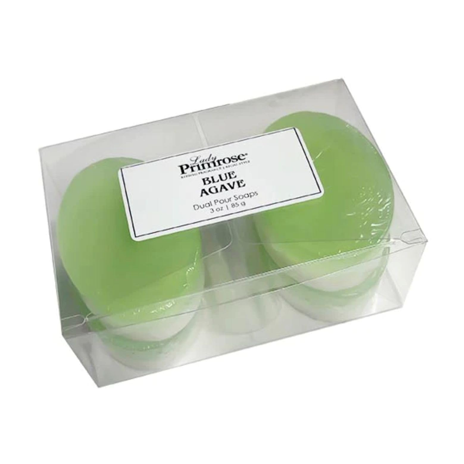 Lady Primrose Blue Agave dual pour soap bar, two-tone design, gentle cleansing for all skin types.