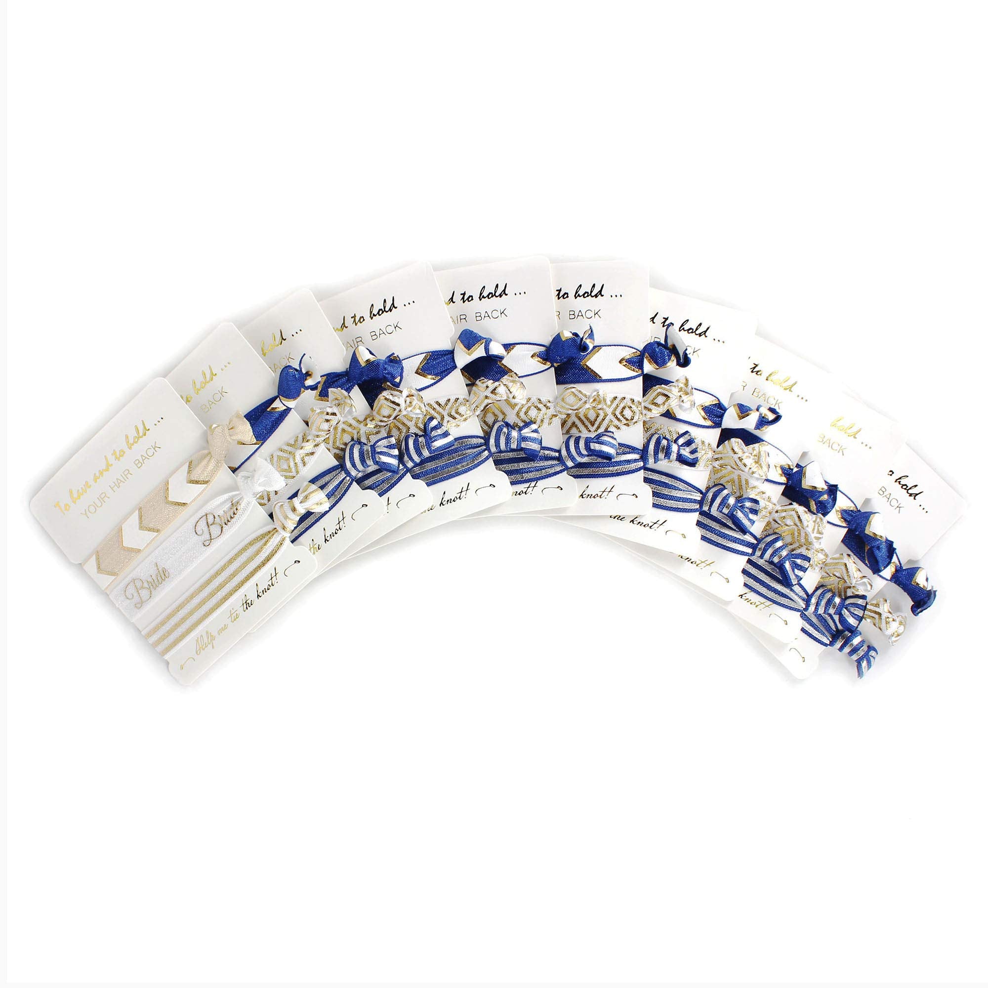 LADY&HOME hair ties showing three design styles for bridesmaids