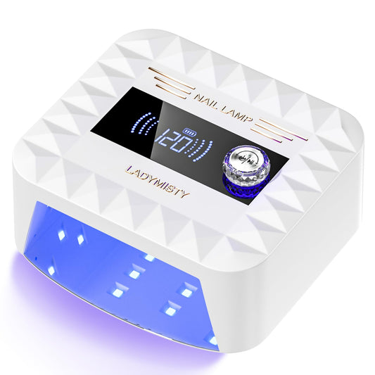LadyMisty 268W UV nail lamp side view showing even curing across nails