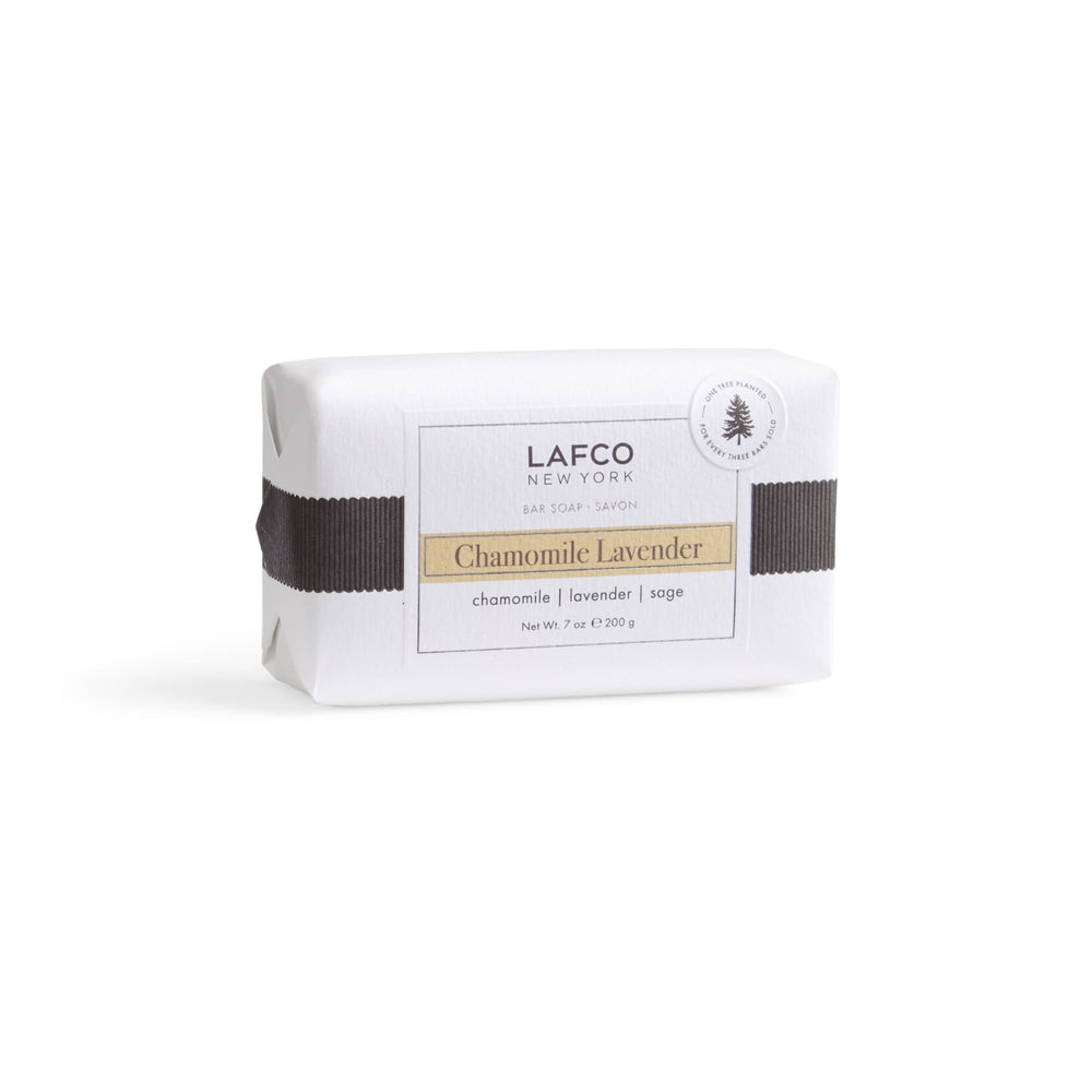 LAFCO New York Chamomile Lavender bar soap front view with premium packaging and soothing aroma
