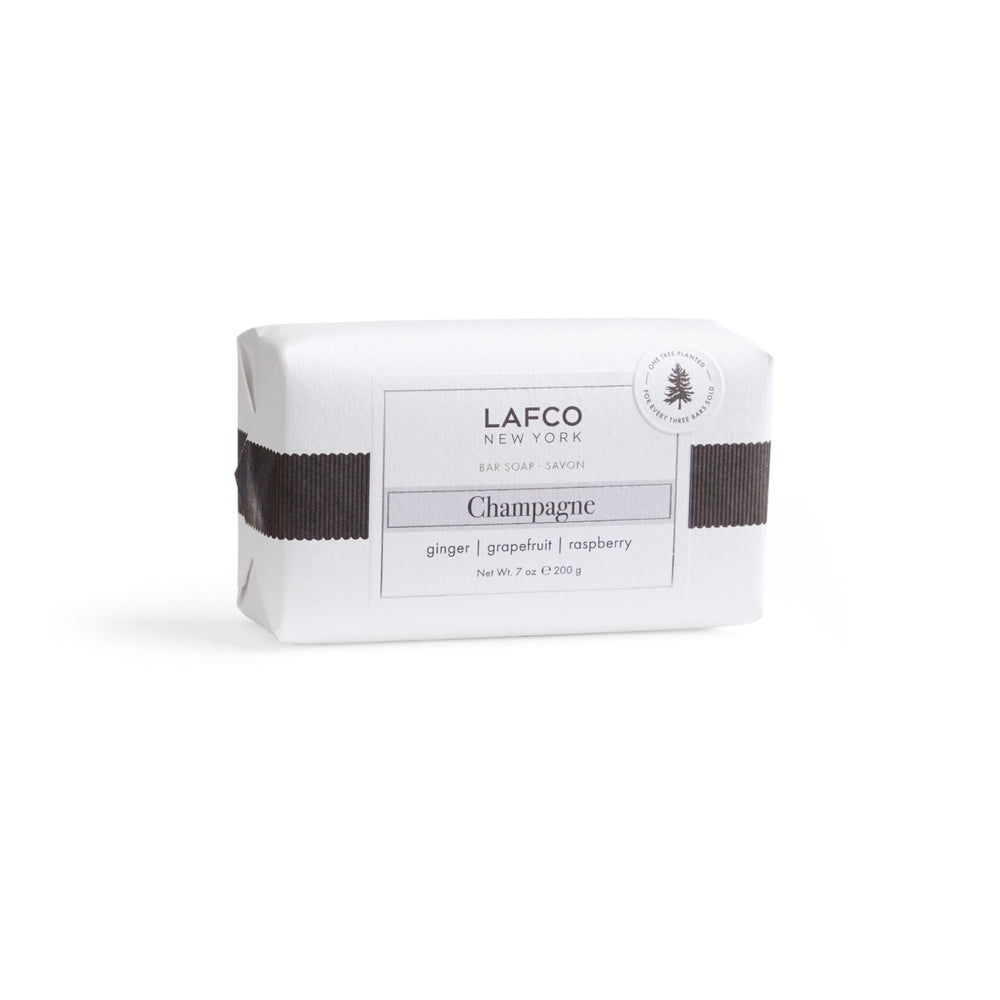 LAFCO New York Champagne bar soap unwrap showing premium look and daily cleansing.