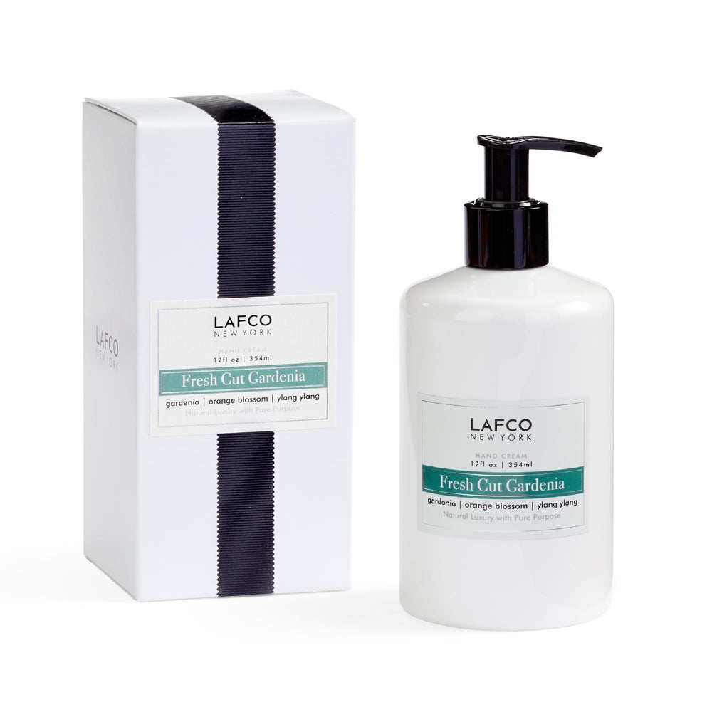 LAFCO New York Fresh Cut Gardenia hand cream 12 oz in elegant jar for daily use