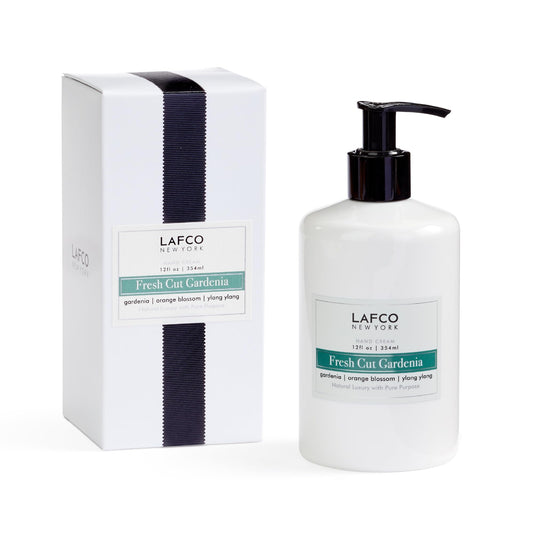 LAFCO New York Fresh Cut Gardenia hand cream 12 oz in elegant jar for daily use