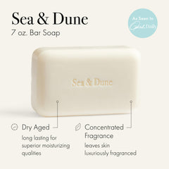 lafco new york sea dune bar soap close up showing dense quadruple milled texture for longevity